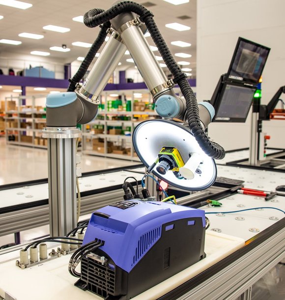 Invertek Drives, the global designer and manufacturer of variable frequency drives (VFDs), has incorporated two UR5 cobots into the testing phase of its production line